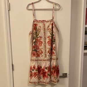 SHEIN Floral Print Mini Dress - Cream and Red